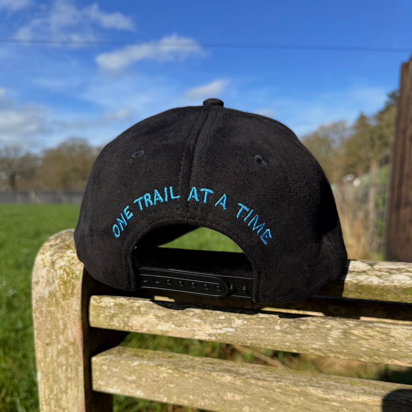 Black Suede Electric blue trucker cap
