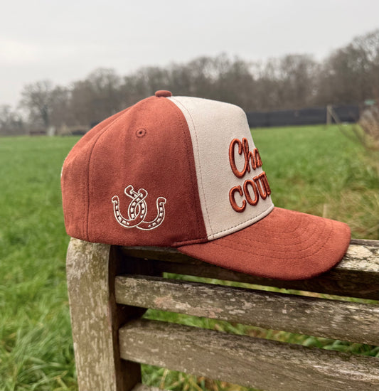 Brown & Beige Suede Cap