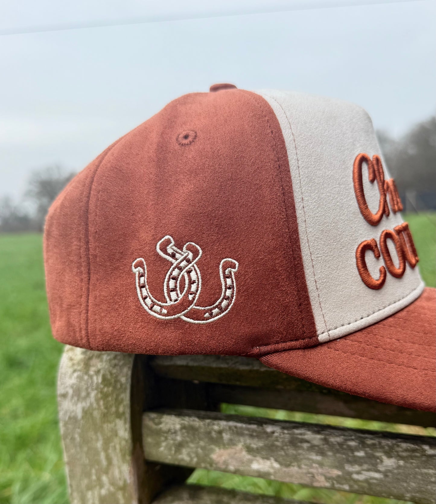 Brown & Beige Suede Cap