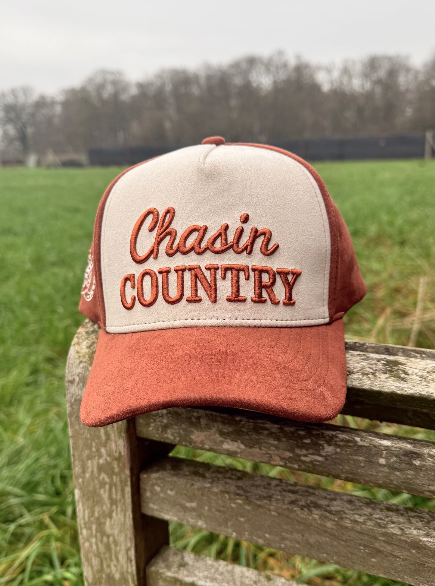 Brown & Beige Suede Cap