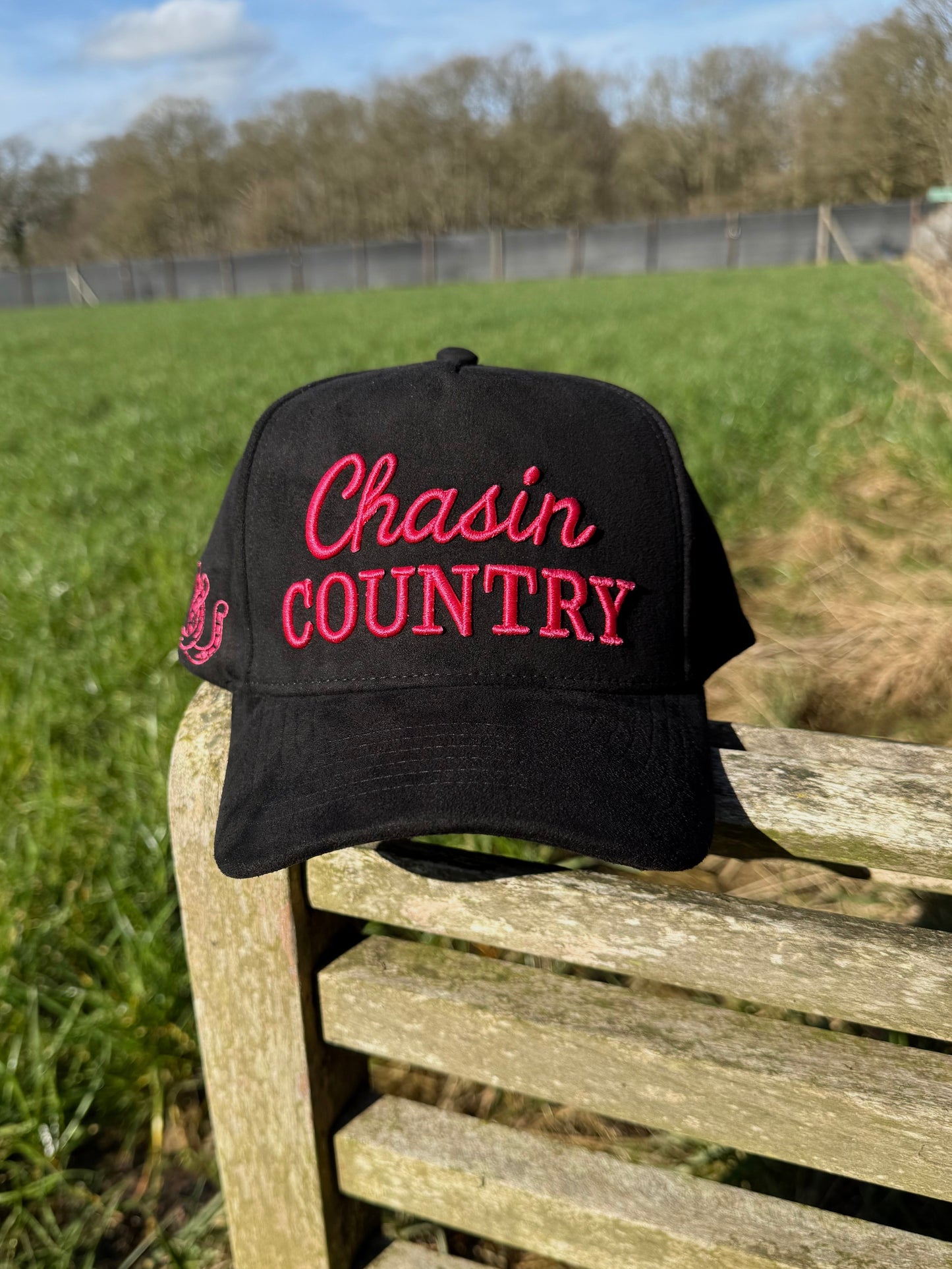 Black Suede with Rose Pink Trucker Cap