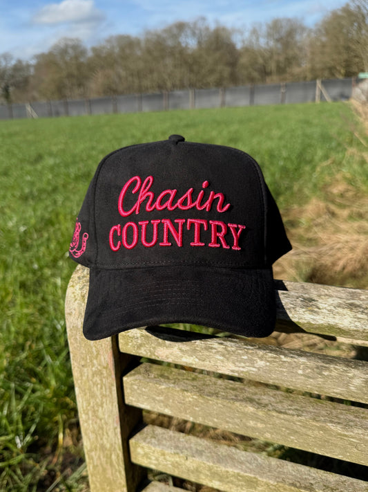 Black Suede with Rose Pink Trucker Cap
