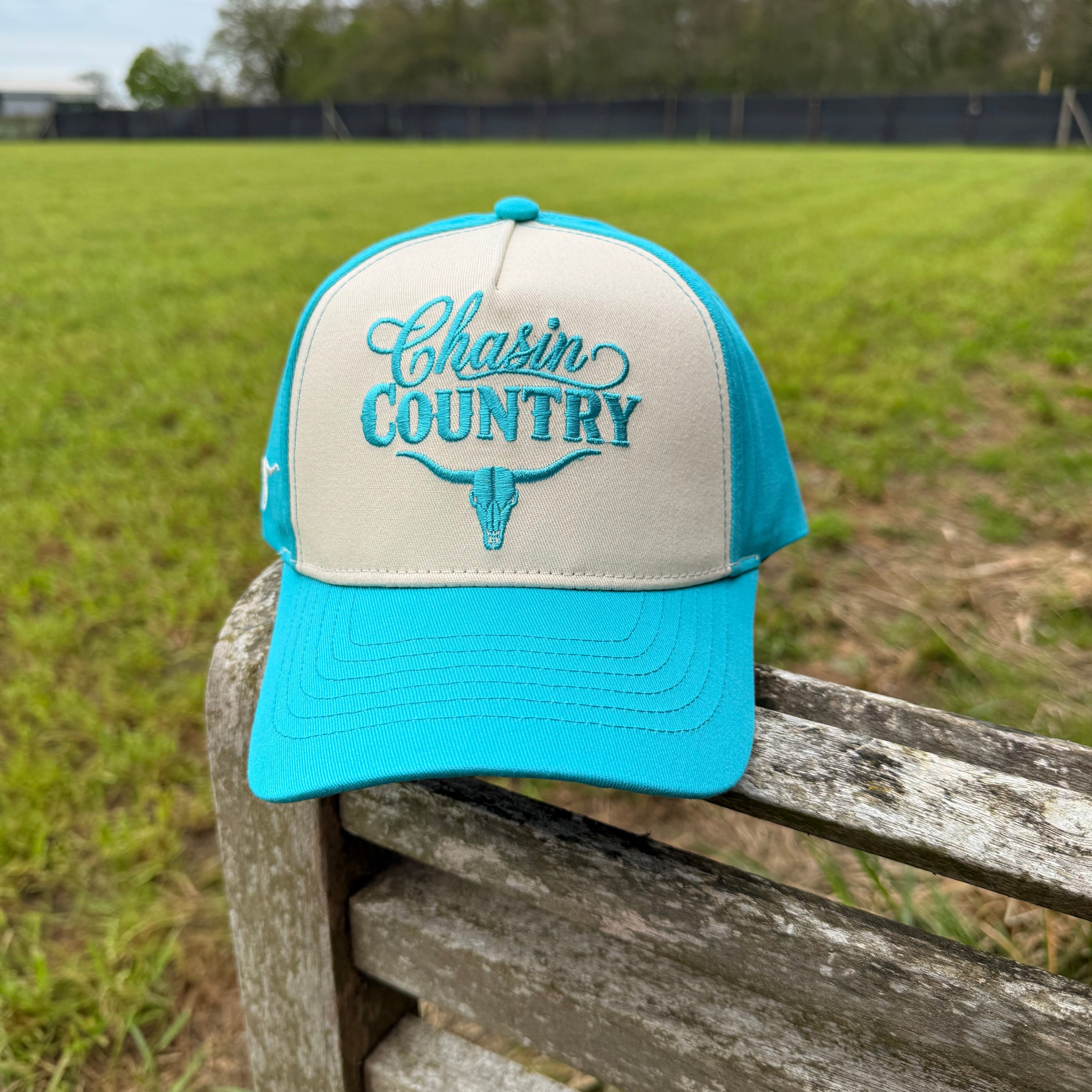 Turquoise & Beige Trucker Cap