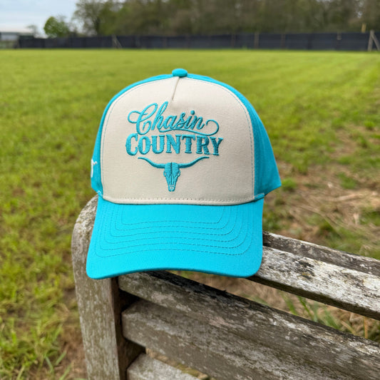 Turquoise & Beige Trucker Cap