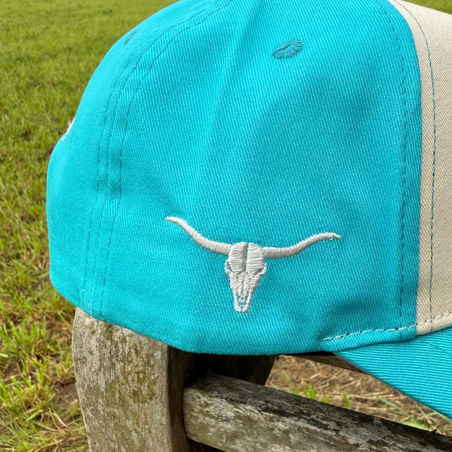 Turquoise & Beige Trucker Cap