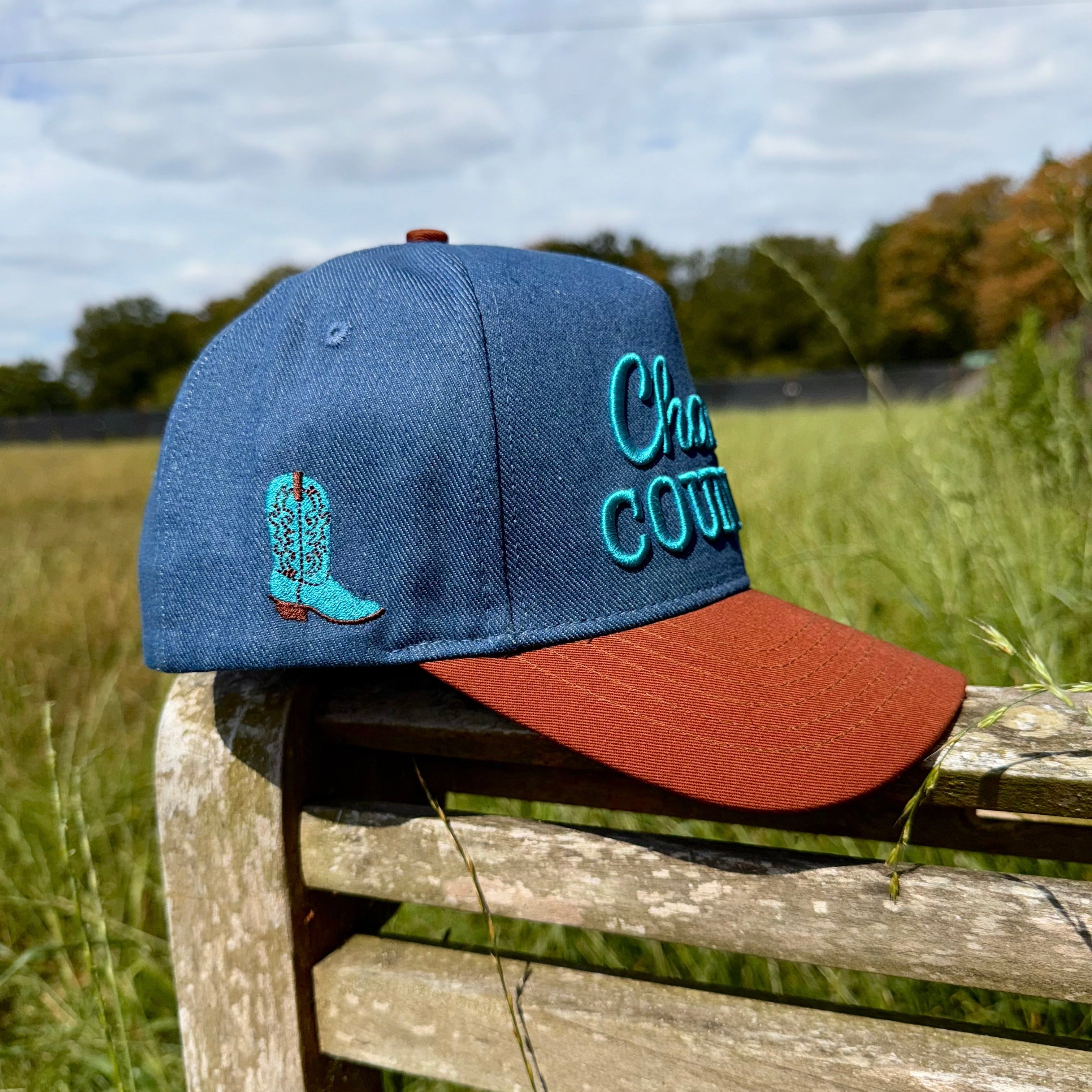 Denim trucker cap
