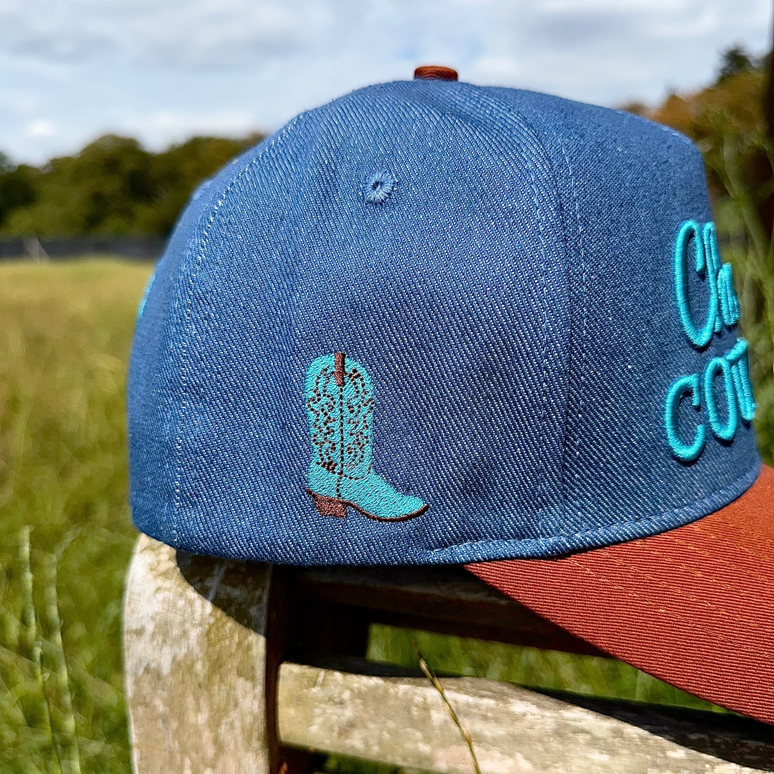 Denim trucker cap
