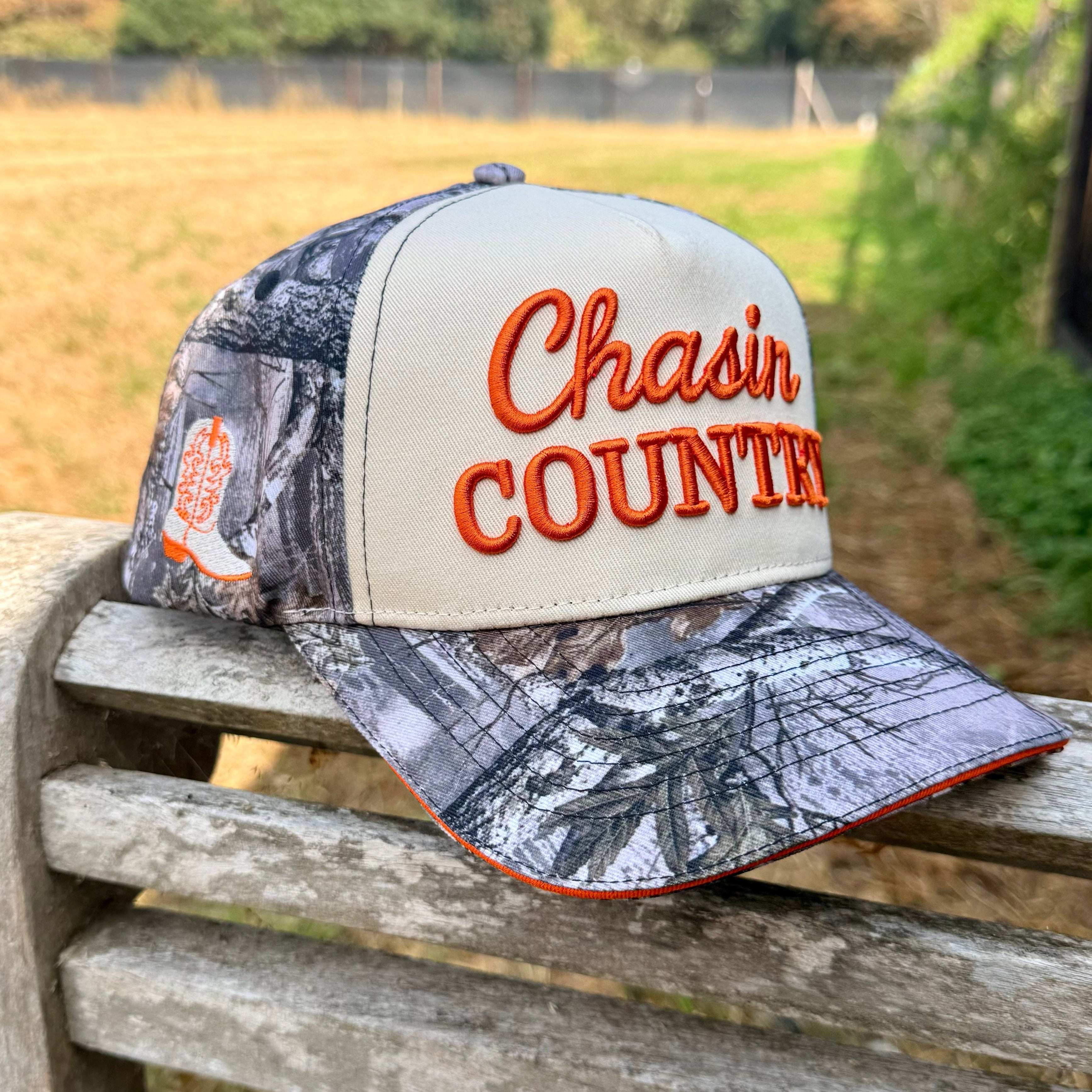 Beige & Camo orange Trucker Caps